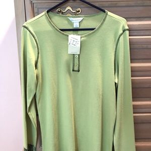 Christopher & Banks Light Green Henley Top M